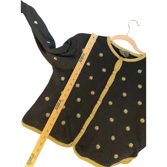 Vintage Charter Club petites by Jane Justin‎  Lambswool Angora Black Cardigan L - Picture 10 of 12